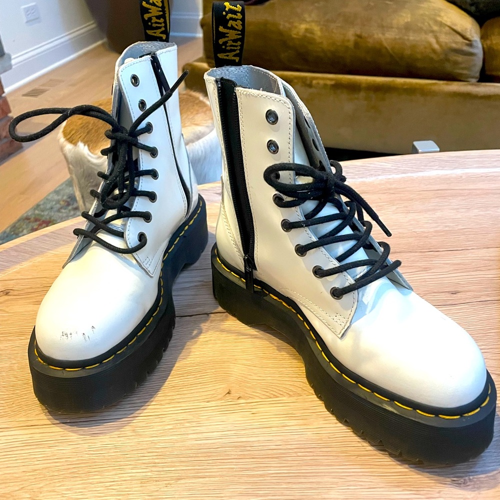 White platform Dr. Marten boots - size 8